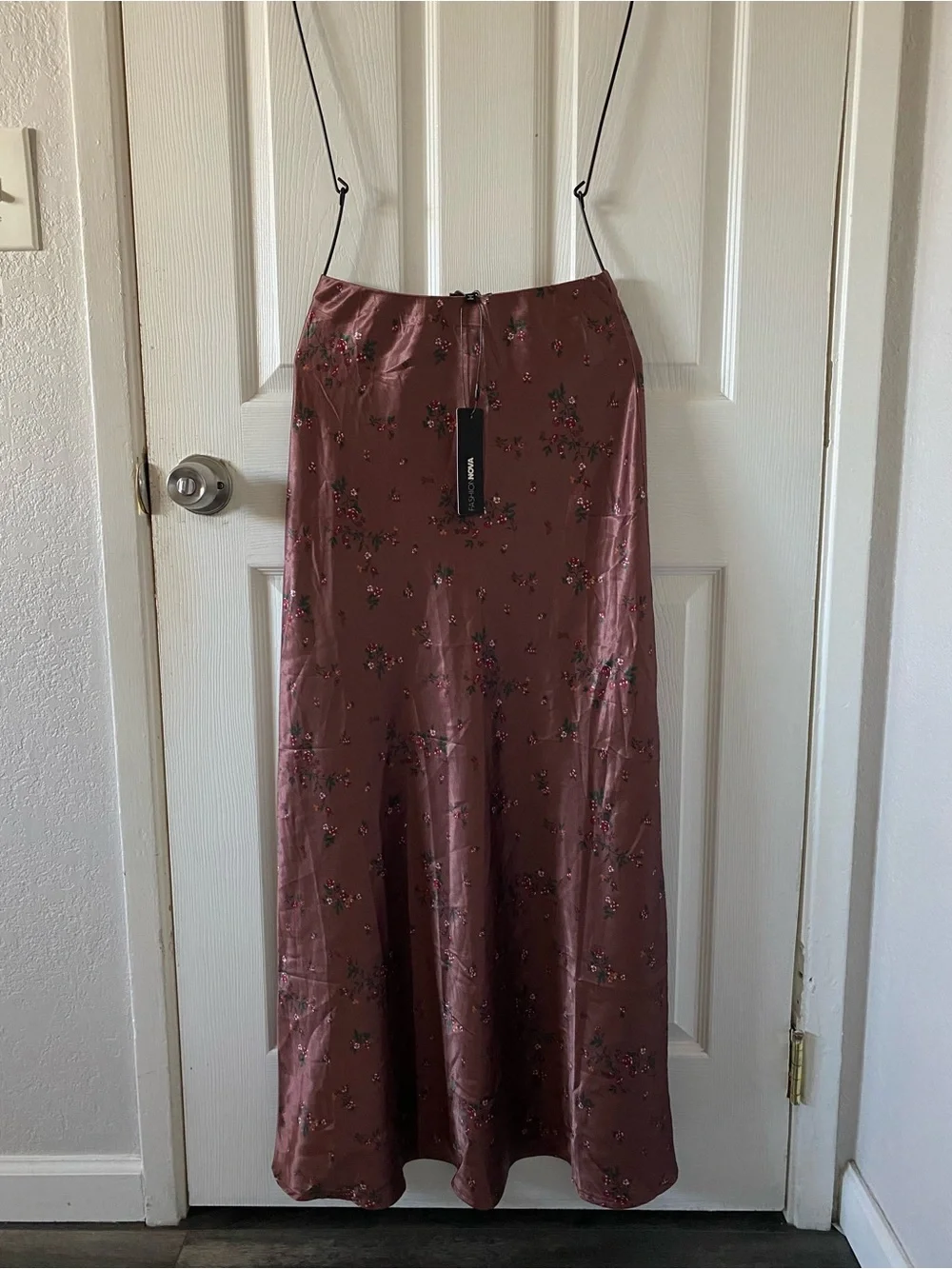 Fashion Nova Copper Satin Floral Maxi Skirt - Picture 4 of 6
